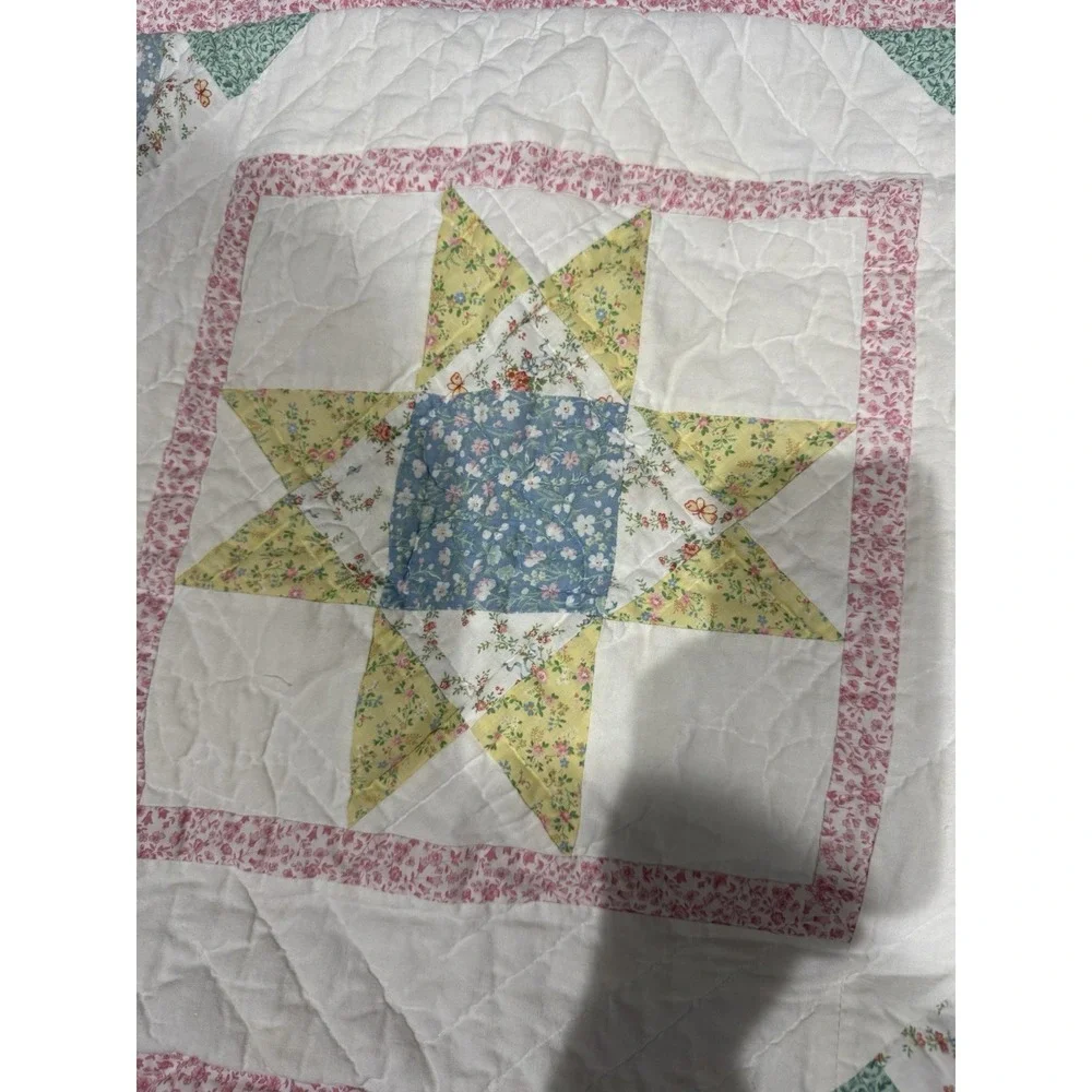 2 Piece‎ Vintage Quilted Pillow Shams Covers Pastel Colors SEE PHOTOS A